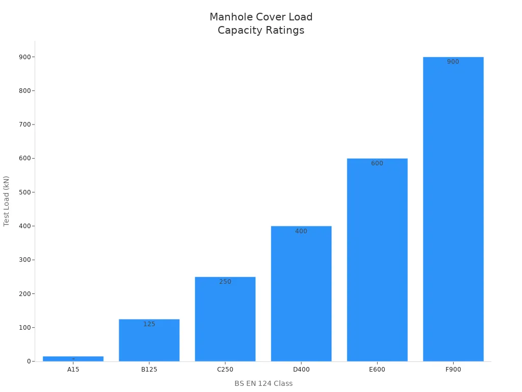 Bar chart comparing standard load capacity ratings for composite manhole cover classes